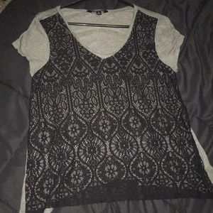 cute gray and black lace t shirt